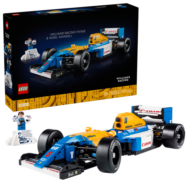 LEGO® ICONS Williams Racing FW14B & Nigel Mansell Home Office Desk Decor 10353