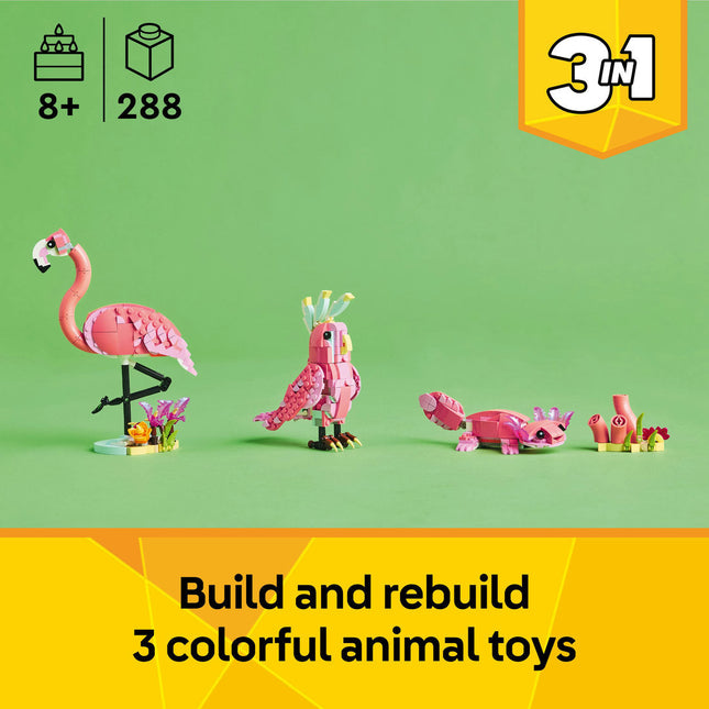 LEGO® Creator 3in1 Wild Animals: Pink Flamingo Animal Toy Playset 31170