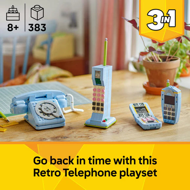 LEGO® Creator 3in1 Retro Telephone Nostalgic and Vintage Toy Phones 31174