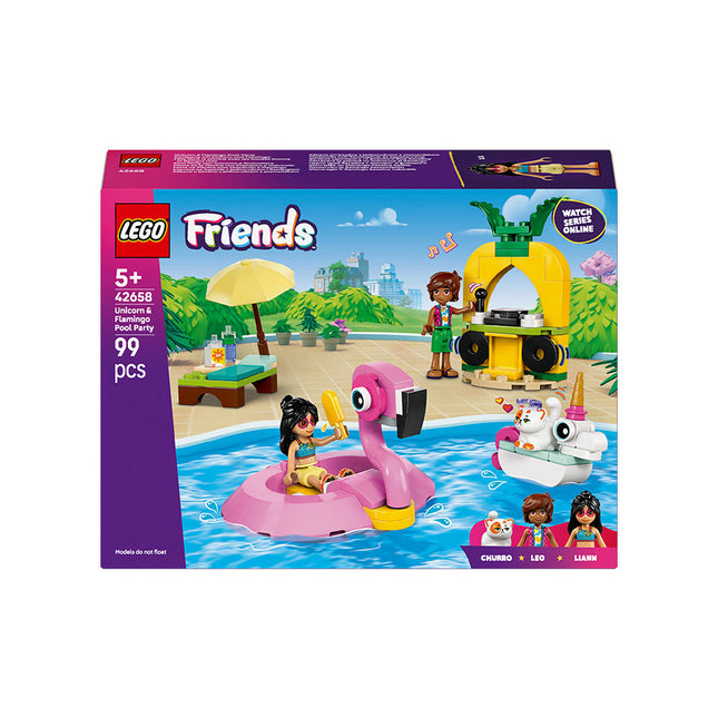 LEGO® Friends Unicorn & Flamingo Pool Party Toy Building Set 42658