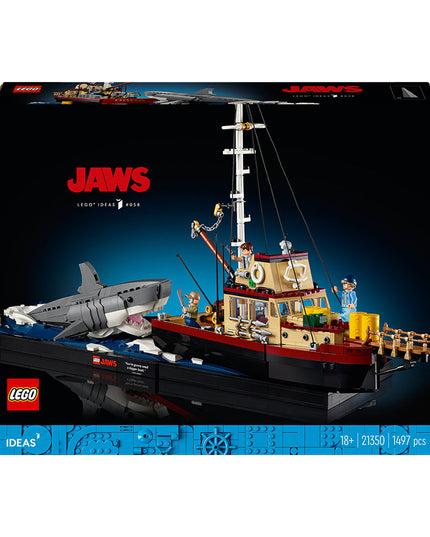 LEGO® Ideas Jaws Set for Adults with Model Shark & Boat 21350