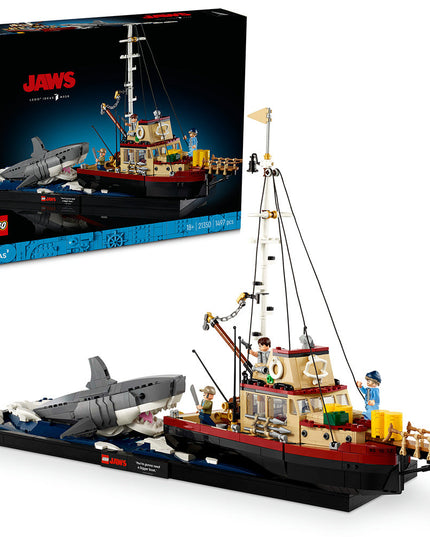 LEGO® Ideas Jaws Set for Adults with Model Shark & Boat 21350