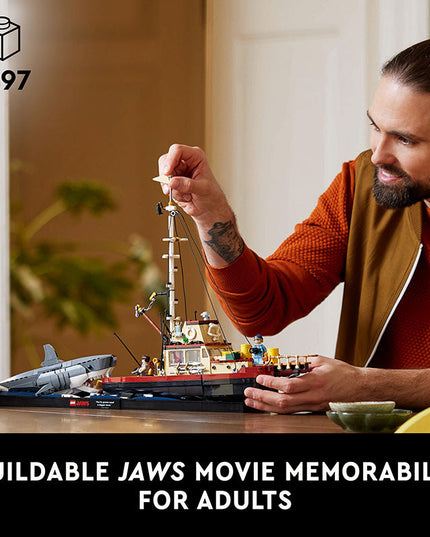 LEGO® Ideas Jaws Set for Adults with Model Shark & Boat 21350