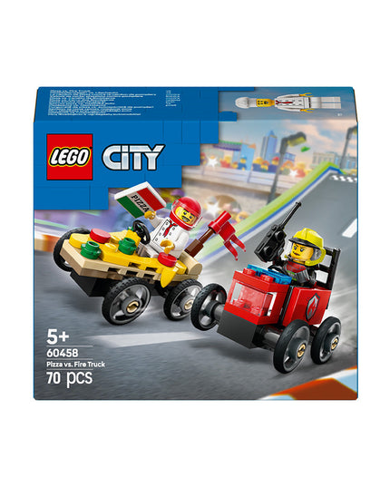LEGO® City Pizza vs. Fire Truck Race Car Pack Toy Soapbox Racing Set 60458