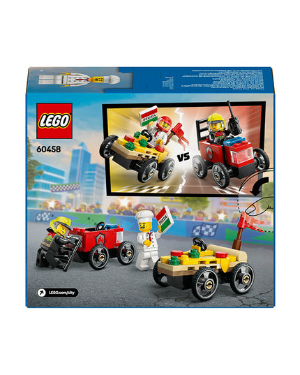 LEGO® City Pizza vs. Fire Truck Race Car Pack Toy Soapbox Racing Set 60458