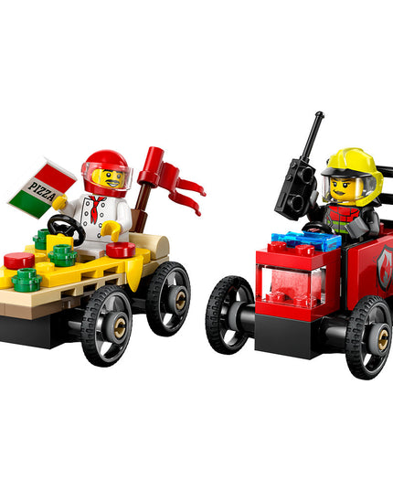 LEGO® City Pizza vs. Fire Truck Race Car Pack Toy Soapbox Racing Set 60458