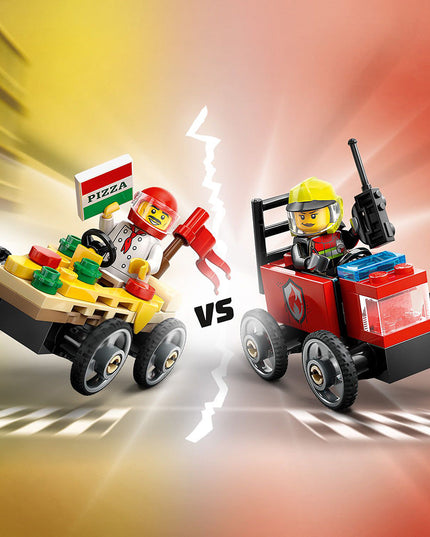 LEGO® City Pizza vs. Fire Truck Race Car Pack Toy Soapbox Racing Set 60458
