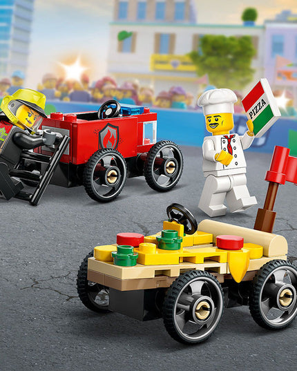 LEGO® City Pizza vs. Fire Truck Race Car Pack Toy Soapbox Racing Set 60458