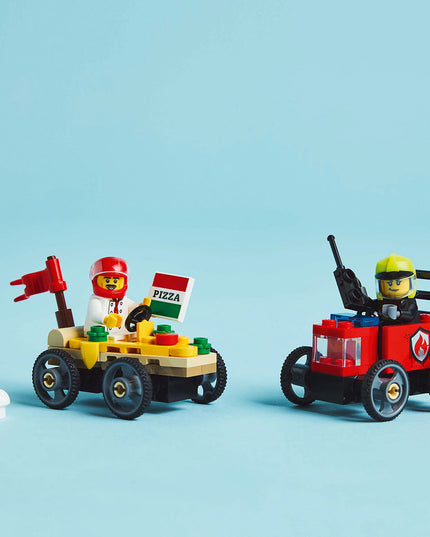 LEGO® City Pizza vs. Fire Truck Race Car Pack Toy Soapbox Racing Set 60458