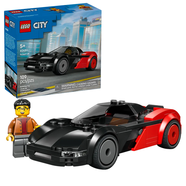 LEGO® City EV Supercar Toy Building Kit and Minifigure 60486