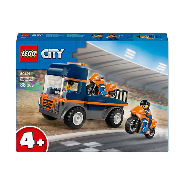 LEGO® City Motorcycle Transporter Toy and 2 Minifigures 60491