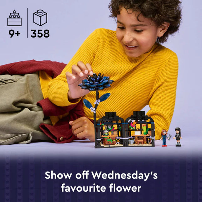 LEGO® Wednesday Black Dahlia Flower Halloween Gift, Faux Plant Room Decor 76784
