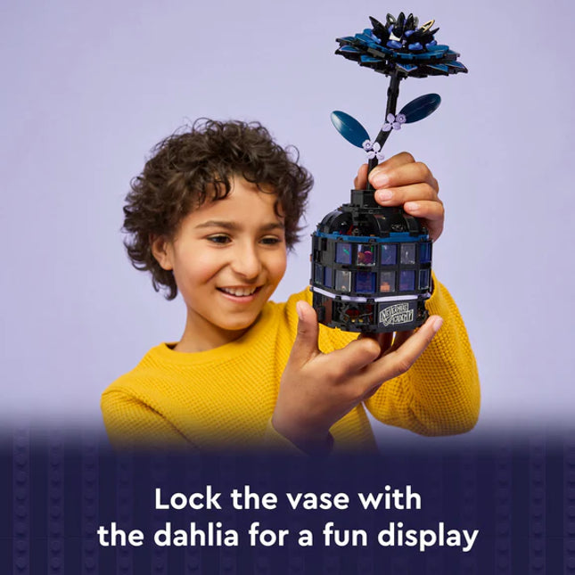 LEGO® Wednesday Black Dahlia Flower Halloween Gift, Faux Plant Room Decor 76784