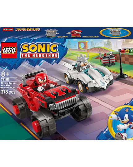 LEGO® Sonic the Hedgehog™ Silver’s Car vs. Knuckles’ Monster Truck Building Toy 77118