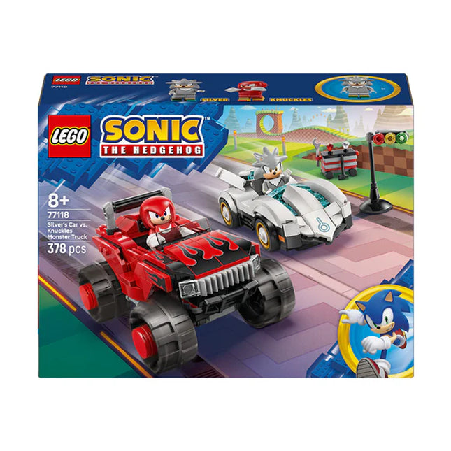 LEGO® Sonic the Hedgehog™ Silver’s Car vs. Knuckles’ Monster Truck Building Toy 77118